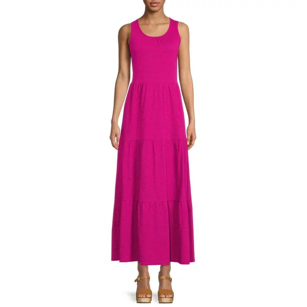 Time and Tru Women's Sleeveless Tiered Maxi Dress | Walmart (US)