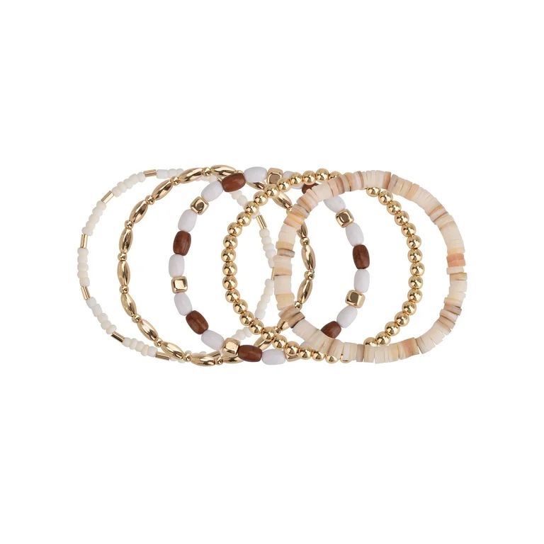Time and Tru Women's Gold-Tone 5pc Multi-Strand Bracelet Set | Walmart (US)