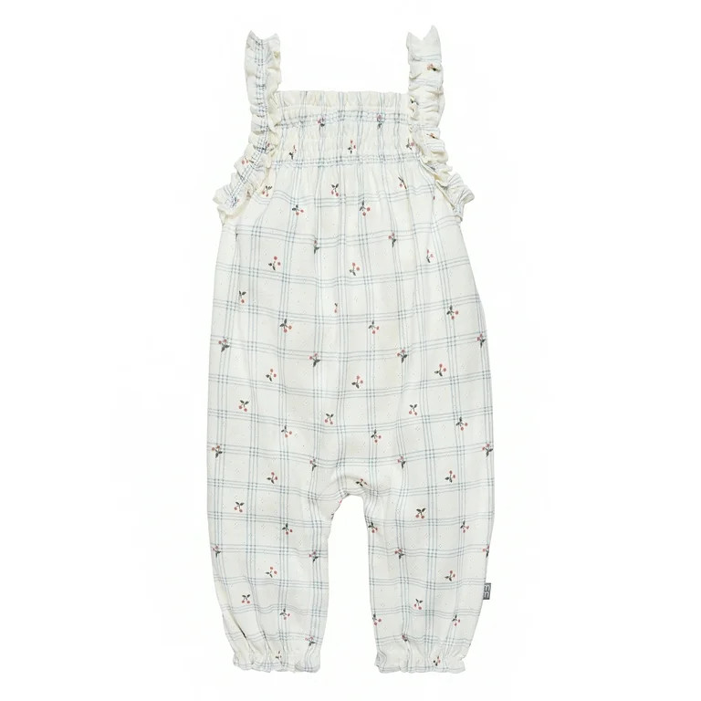 Modern Moments by Gerber Baby Girl Long Leg Romper With Smocking Detail, Sizes 0/3 Months - 24 Mo... | Walmart (US)