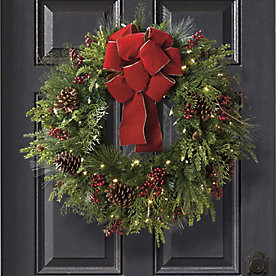 Majestic Holiday Cordless Wreath with LED Lights & Timer for Indoor/Outdoor Use | Frontgate