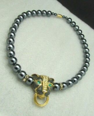 KENNETH J LANE KJL Avon Duchess Windsor Pearls Panther Gold Tone Necklace  | eBay | eBay AU