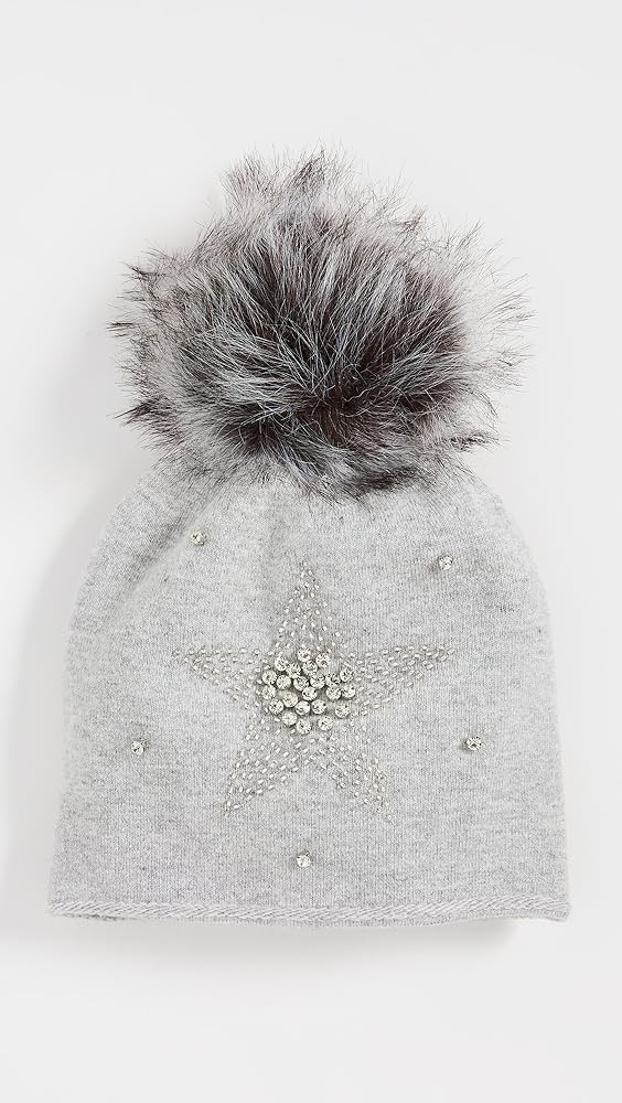 Adrienne Landau Women's Wool Blend Hat with Star & Pom, Grey, One Size at Amazon Women’s Clothi... | Amazon (US)