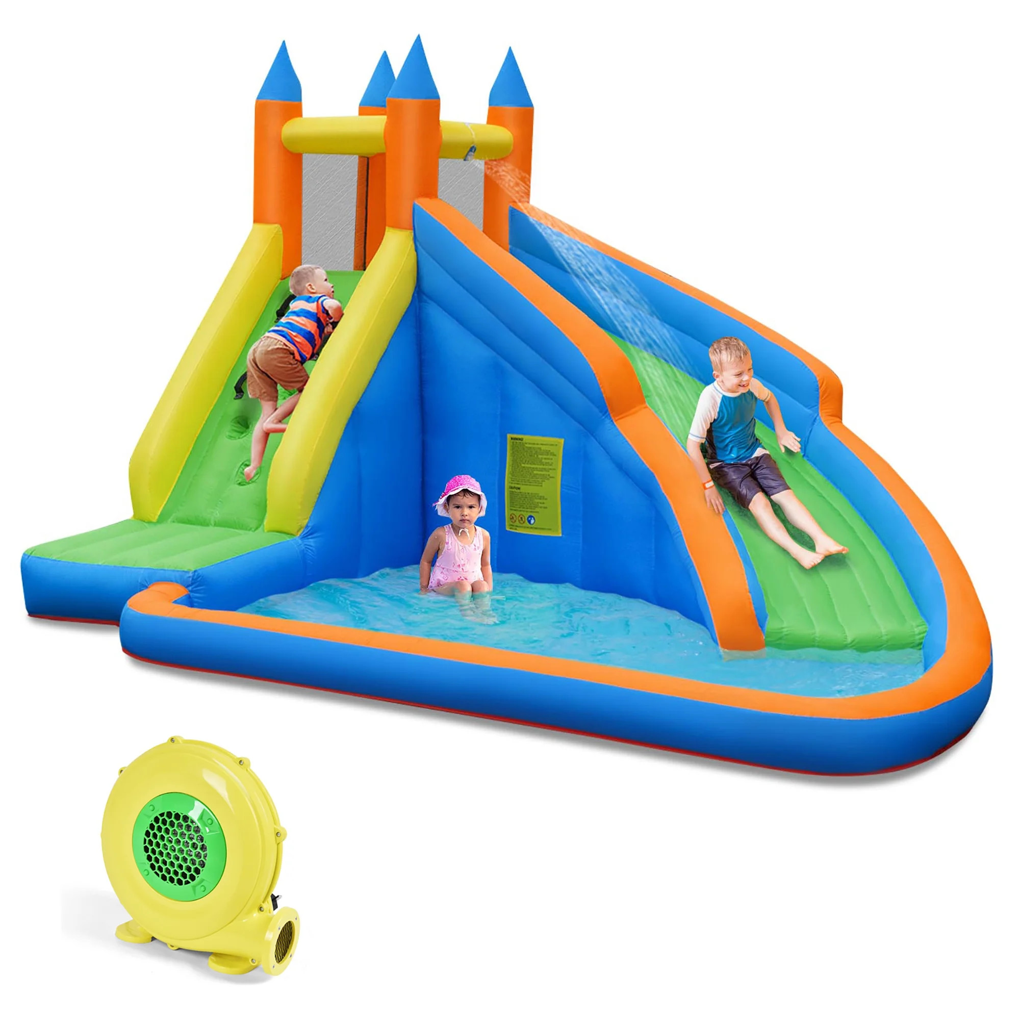 Costway Inflatable Water Slide Mighty Bounce House Splash Pool with 480W Blower | Walmart (US)