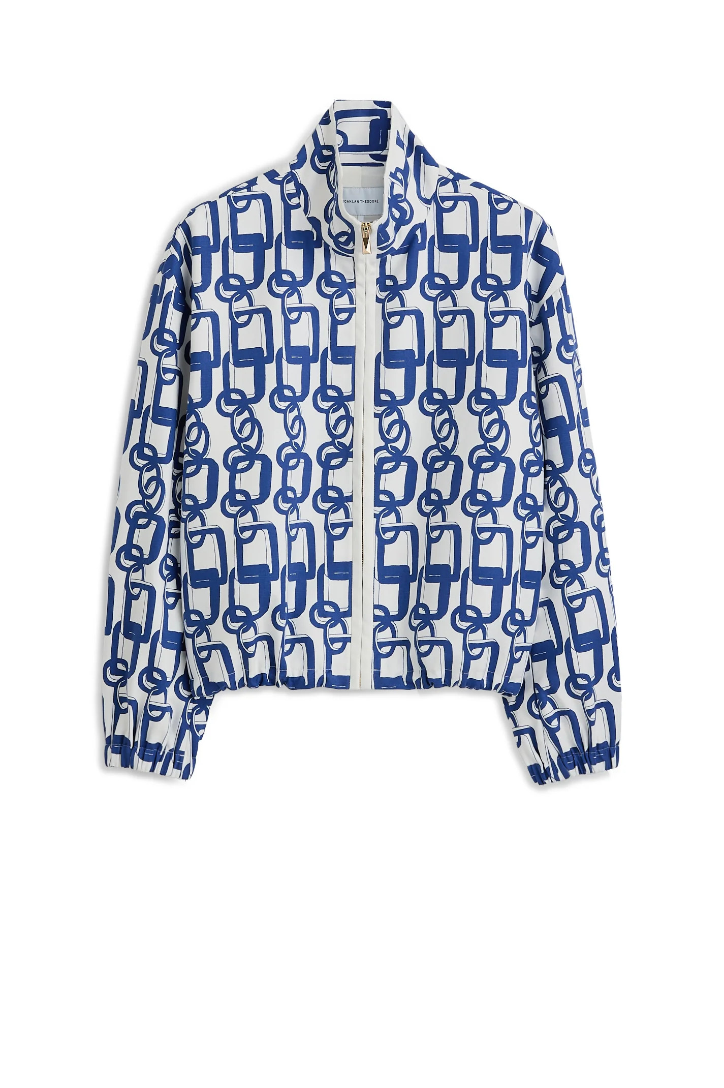 CHAIN PRINT FUNNEL JACKET - BLUE.WHITE - Scanlan Theodore | Scanlan Theodore AU