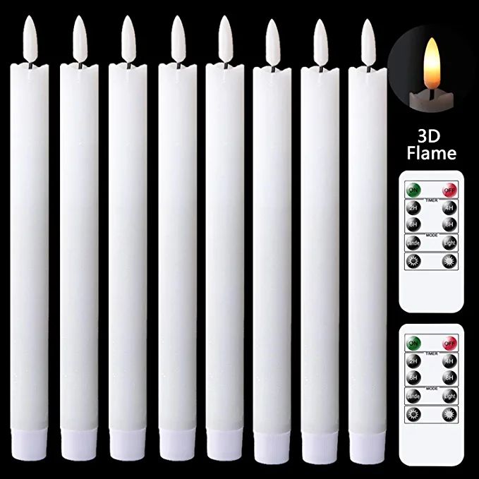 Amazon.com: GenSwin Flameless Flickering Taper Candles with 2 Remote Controls and Timer, Real Wax... | Amazon (US)