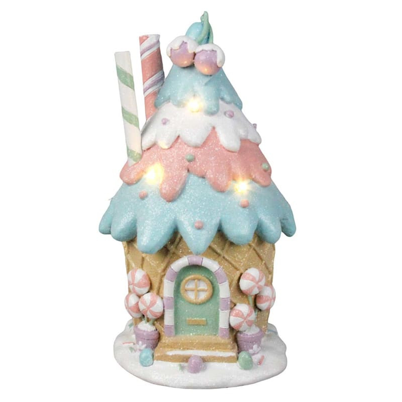 8IN RESIN BLUE AND PINK GINGERBREAD HOUSE | At Home