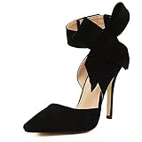 fereshte Women's D'Orsay Pointy Toe Stiletto High Heel Dress Pumps with Bowknot Black 10.5 M US = CN | Amazon (US)