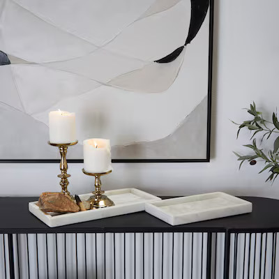 CosmoLiving by Cosmopolitan 2-Pack White Marble Modern Decorative Tray | Lowe's
