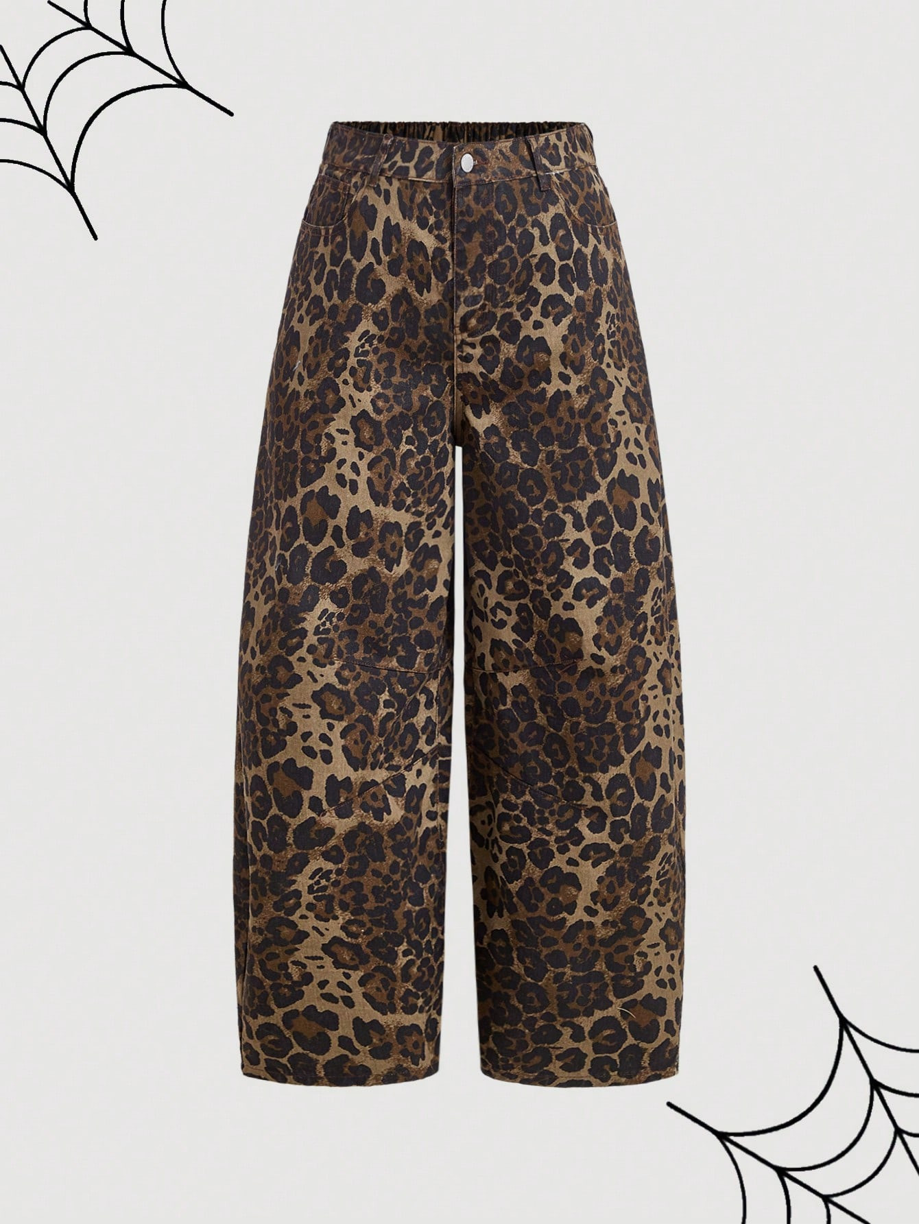 SHEIN MOD Plus Size Loose Denim Jeans Leopard Print 100% Cotton Pants,Leopard Pants,Renaissance F... | SHEIN