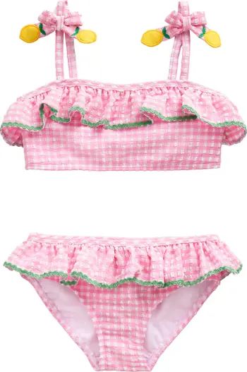 Mini Boden Kids' Frilly Seersucker Two-Piece Swimsuit | Nordstrom | Nordstrom