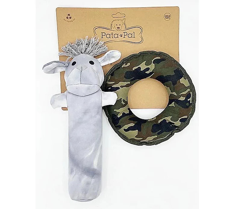 Pata Pal Eco Squeaky Puppy Pet Chew Toy- Labby- Do & Camo Disk | QVC