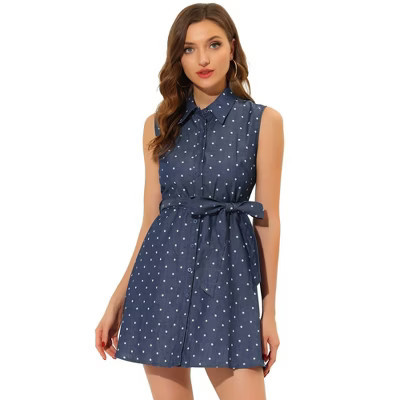 INSPIRE CHIC Women's Point Collar Sleeveless Dress X-Large Dark Blue | Target