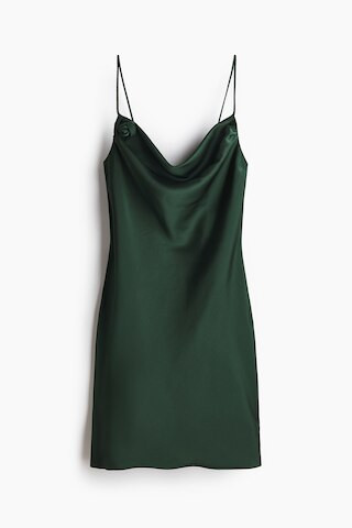 H & M - Tie-Detail Satin Slip Dress - Dark Green | H&M (US + CA)