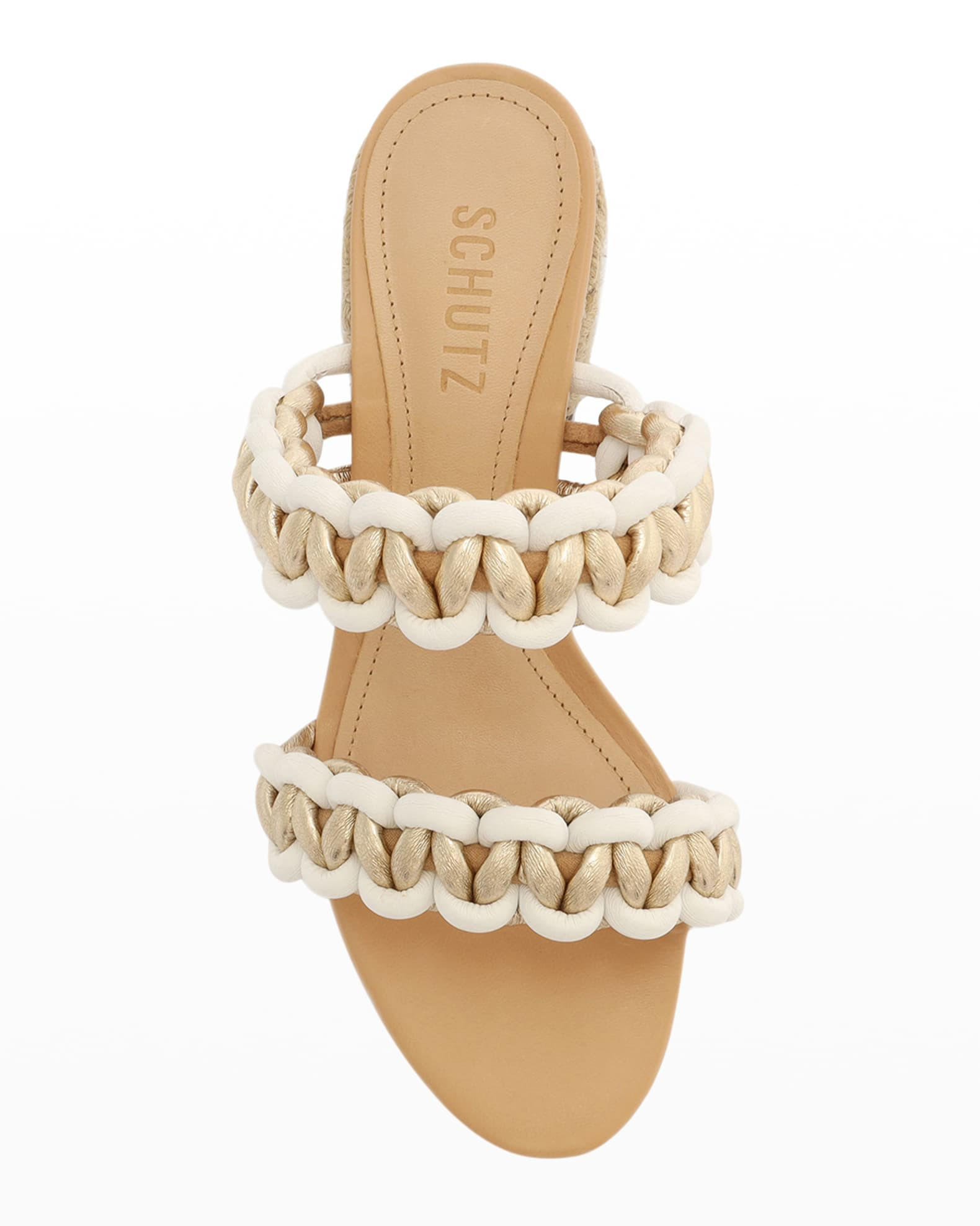 Schutz Juliet Braided Dual-Band Slide Sandals | Neiman Marcus