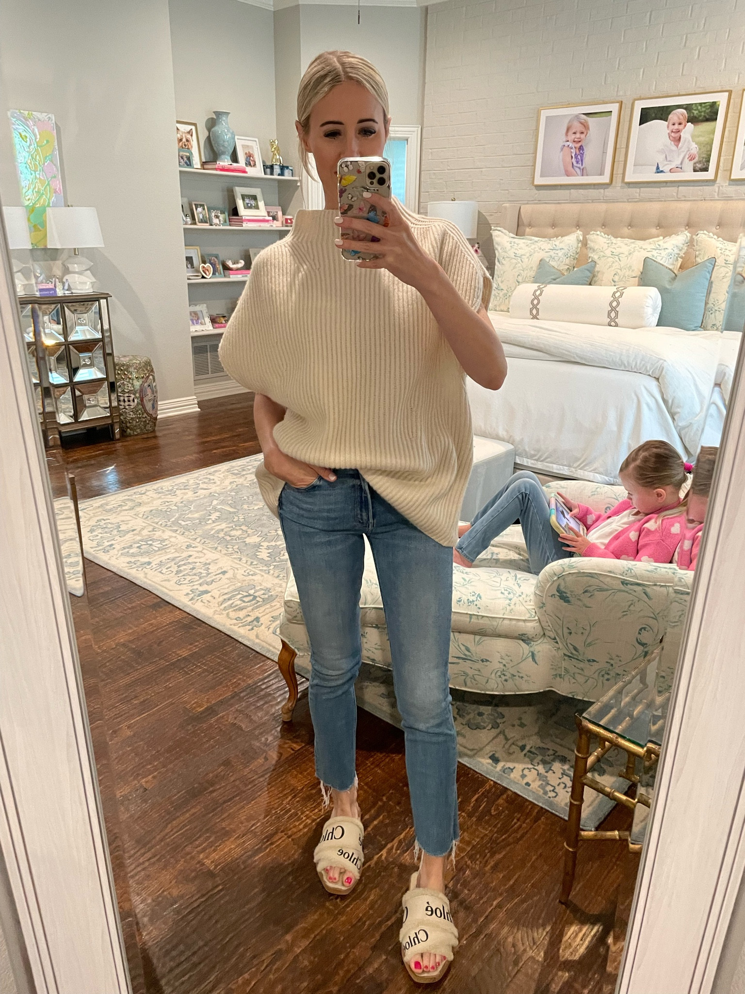 Perfect April outfit…sleeveless cashmere sweater and fuzzy slides!!!! Warm but not too warm!

#LTKSeasonal #LTKshoecrush #LTKstyletip