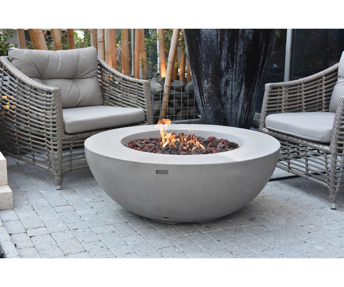 Humbert Bowl / Roca Outdoor Concrete Fire Pit 45,000 BTU - Includes Lava Rocks & PVC Cover | Wayfair North America