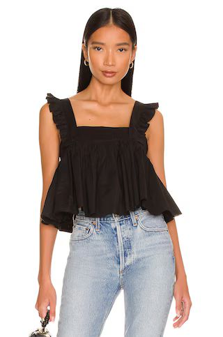 Selkie The Caviar Ruffle Apron Top in Black from Revolve.com | Revolve Clothing (Global)