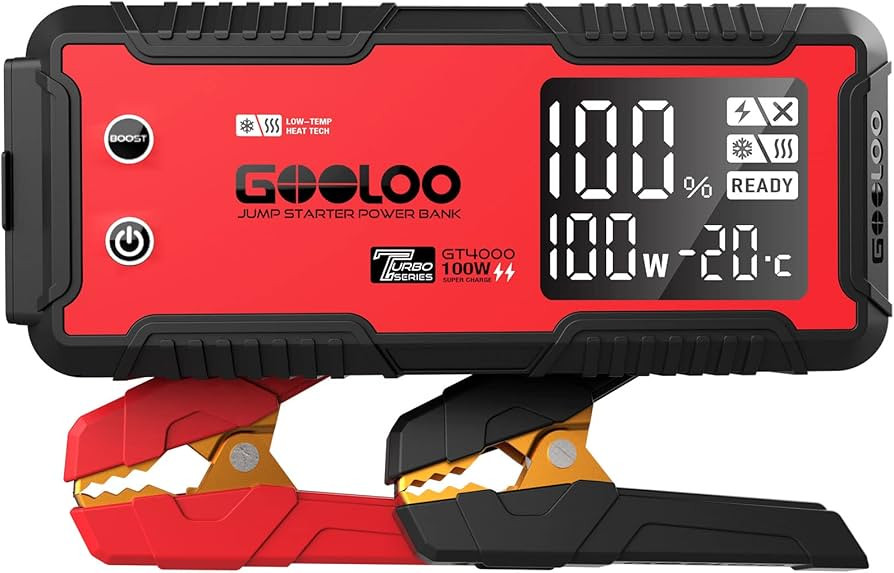 GOOLOO GT4000 Car Jump Starter 4000A 100W Fast-Charging 12V SuperSafe Portable Battery Booster Pa... | Amazon (US)