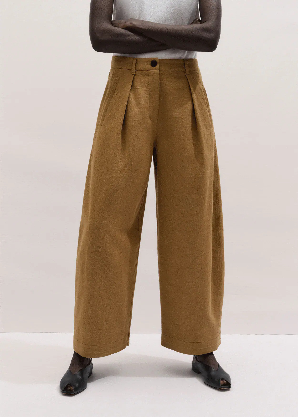 Pleat Barrel Trouser Textured Cotton | ME+EM Global (Excluding US)