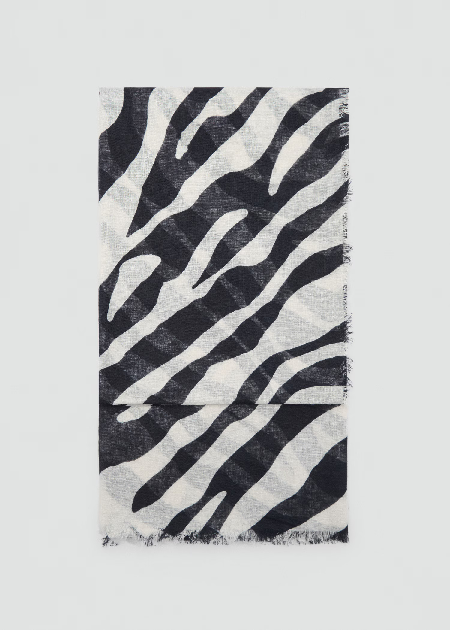 Zebra-print linen-blend scarf - Women | MANGO USA | Mango (US/MX/AU)