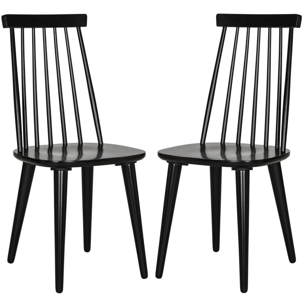 Safavieh Burris Black Dining Chair (Set of 2) | The Home Depot