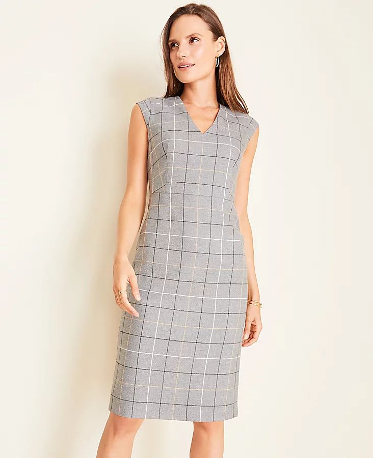 The V-Neck Dress in Windowpane | Ann Taylor (US)