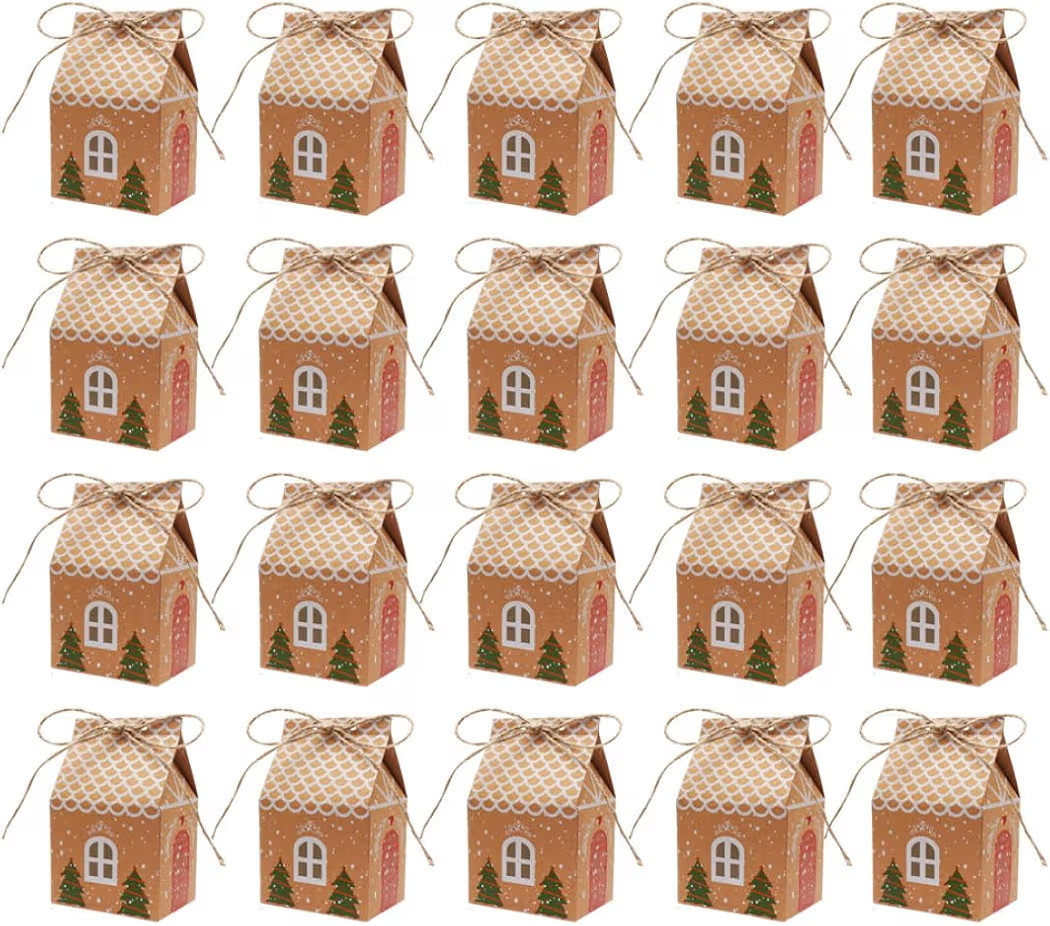 KUYYFDS Christmas Gift Bags, Christmas Party Gift Boxes 20PCS 4.13x2.76 x1.97 inch Kraft Paper Li... | Amazon (US)