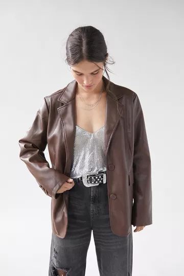 UO Jules Faux Leather Blazer | Urban Outfitters (US and RoW)