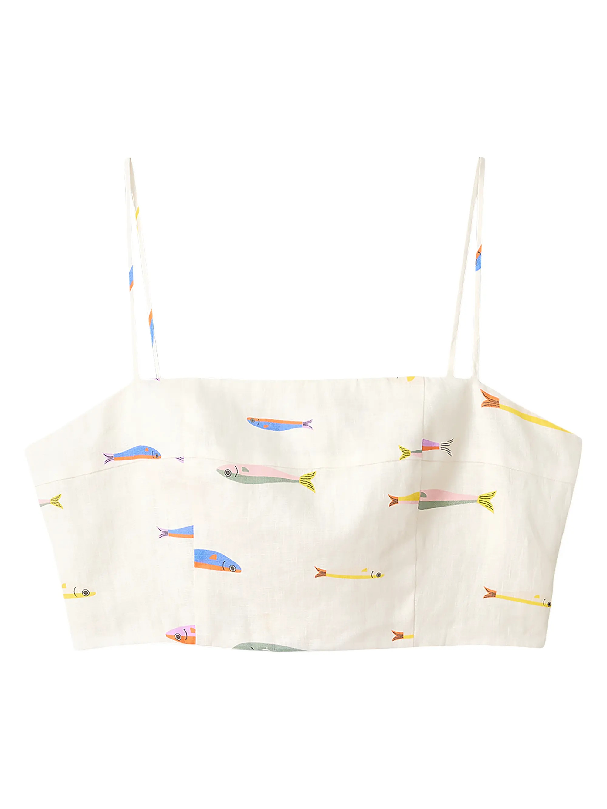 Federico Fish-Print Cotton Crop Top | Saks Fifth Avenue