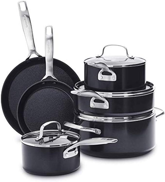 GreenPan SearSmart Hard Anodized Healthy Ceramic Nonstick, Cookware Pots and Pans Set, 10-Piece, ... | Amazon (US)