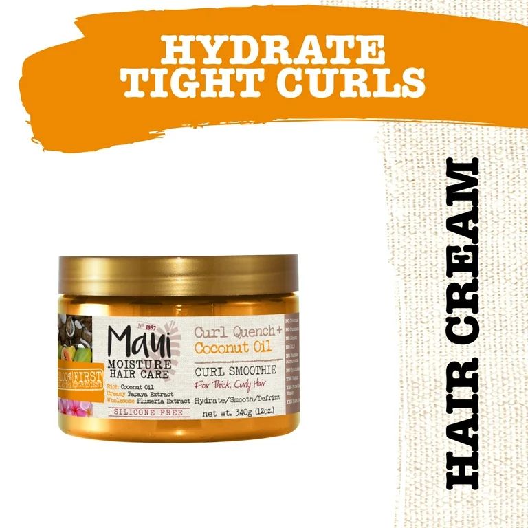 Maui Moisture Curl Quench + Coconut Oil Hydrating Curl Smoothie, Styling Cream, 12 oz | Walmart (US)