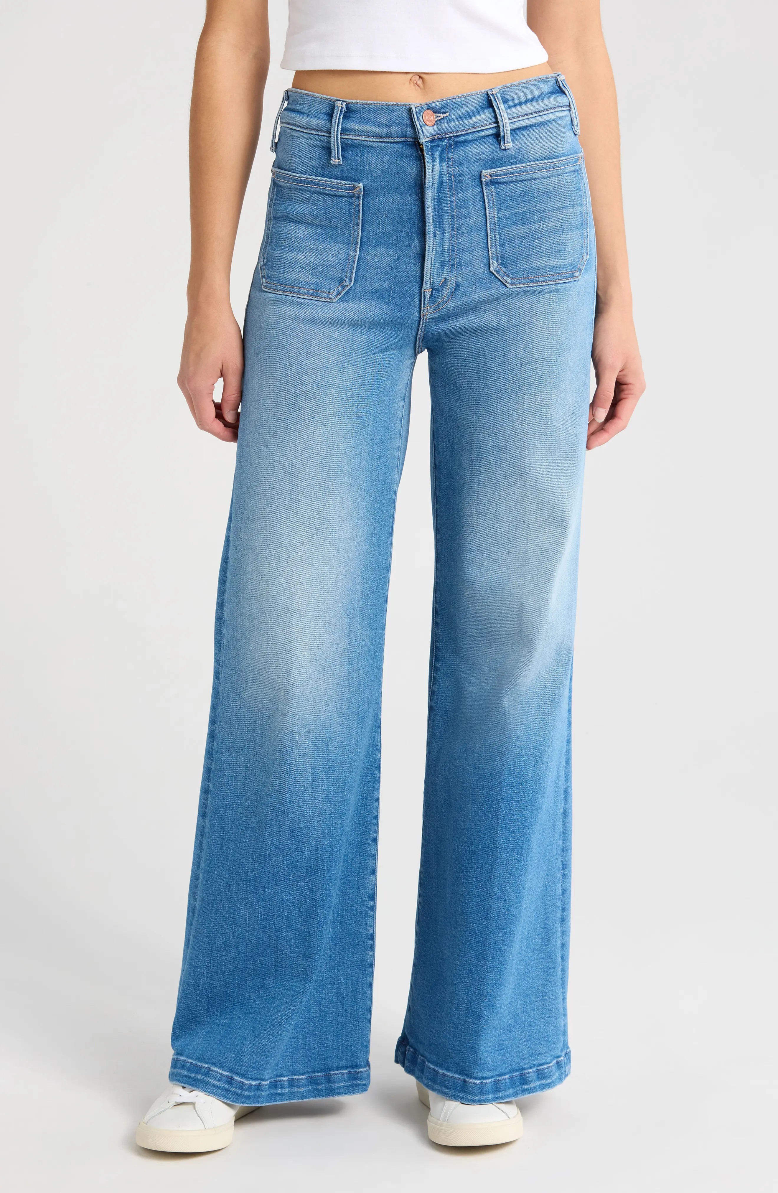 The Hustler Roller Patch Pocket Sneak Wide Leg Jeans (Women) | Nordstrom | Nordstrom