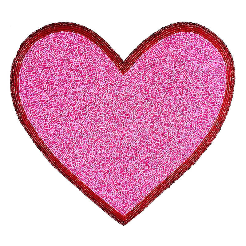 Fully Beaded Pink Heart Placemat | At Home