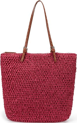Kiss Sea Purses for Women Shoulder Bag Straw Beach Bag Travel The Tote Bag for Women Extra Large Beach Summer Leather Bag Crossbody Purses Straw Raffia Rattan Clutch Bags for Women Wicker Hobo Purse | Amazon (US)