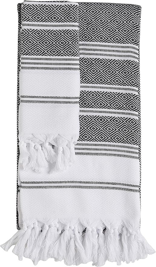 DEMMEX (Set of 2 CopperBull 2018 Turkish Cotton Bath Beach & Hand Face Towel Set (Black) | Amazon (US)