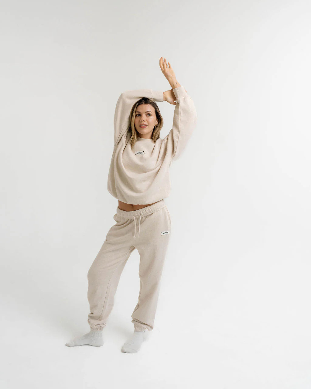 Core Jogger Heathered Oatmeal | Lately Lounge The Label