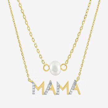 Yes, Please! "Mama" Womens 2-pc. Diamond Accent White Cultured Freshwater Pearl 14K Gold Over Sil... | JCPenney