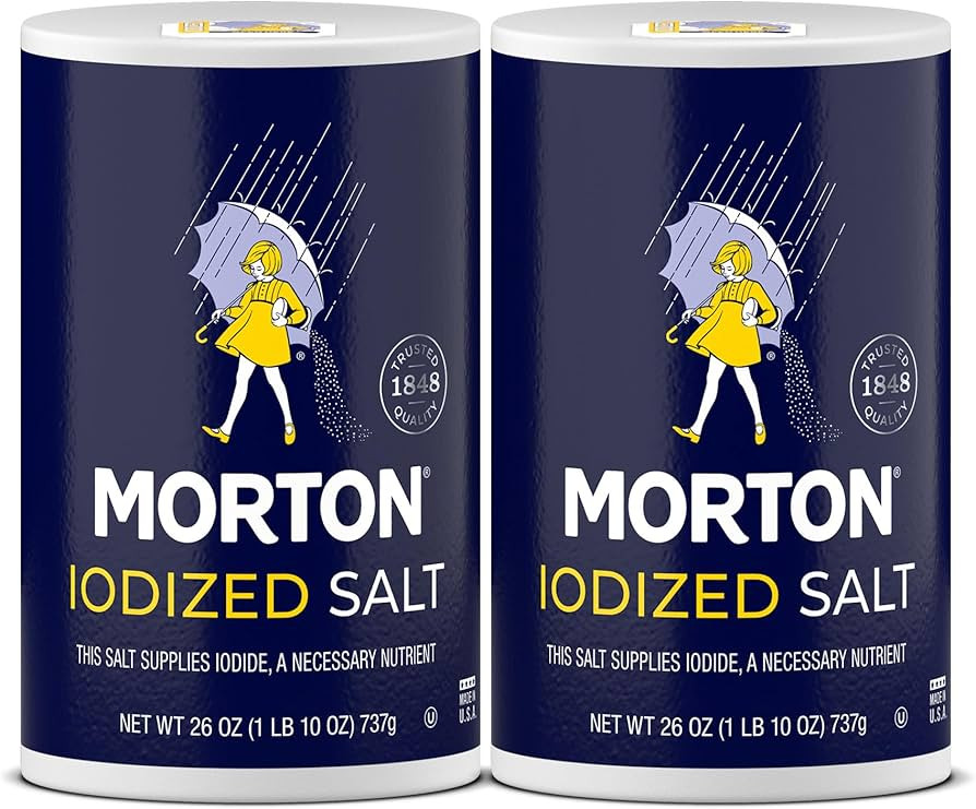 Morton, Iodized Salt, Round Cans, All-Purpose (Pack of 2, 26 Oz) | Amazon (US)