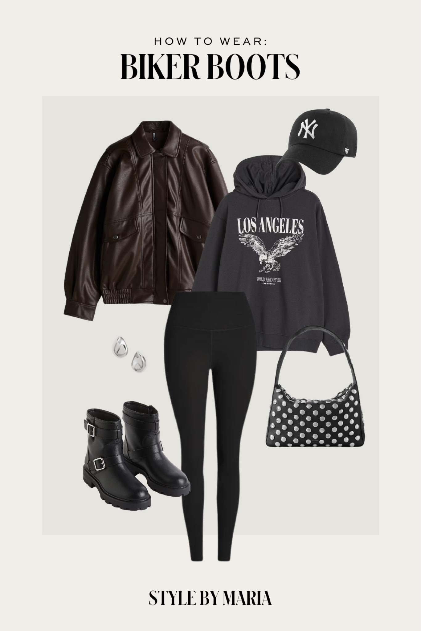 Styling my favorite fall trends - biker boots / moto boots 
Weekend outfit idea
H&M faux leather bomber jacket
H&M Los Angeles hoodie
Black leggings
H&M moto boots 
Khaite studded handbag 

#LTKFindsUnder100 #LTKActive #LTKFindsUnder50