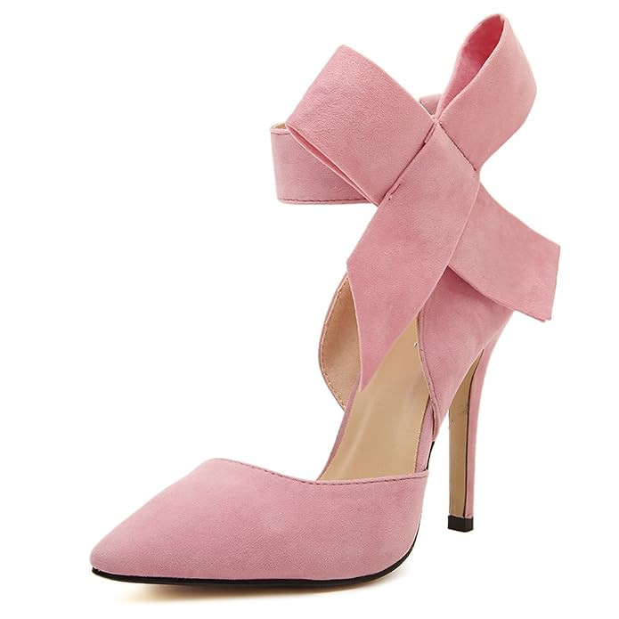 MAIERNISI JESSI Women's Pointy Toe High Heel Stiletto Big Bowknot Pumps | Amazon (US)