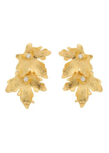 Mystic Leaf 24kt gold-plated cuff earrings | Harvey Nichols