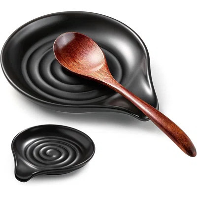 Spoon Rest For Stove Top, 6.1" Large Ceramic Spoon Holder For Kitchen Counter Decor, Heat-Resistant Cooking Utensil Rest, Coffee Spoon Holder, Black K | Wayfair North America
