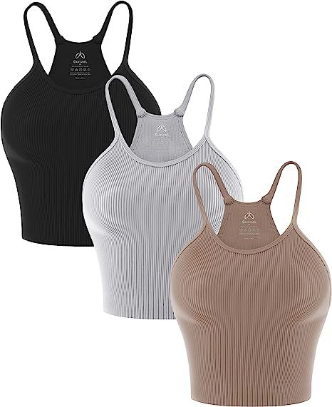 Sunzel Free to Be Tank, Crop Ribbed Tank Tops Seamless Racerback Camisoles No pad Camis Cropped W... | Amazon (US)