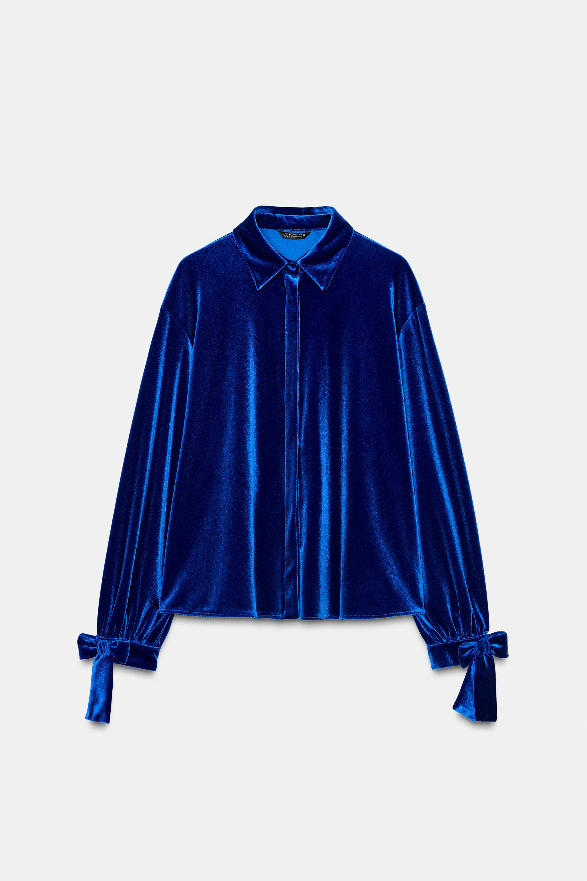 VELVET SHIRT WITH TIES | Zara US
