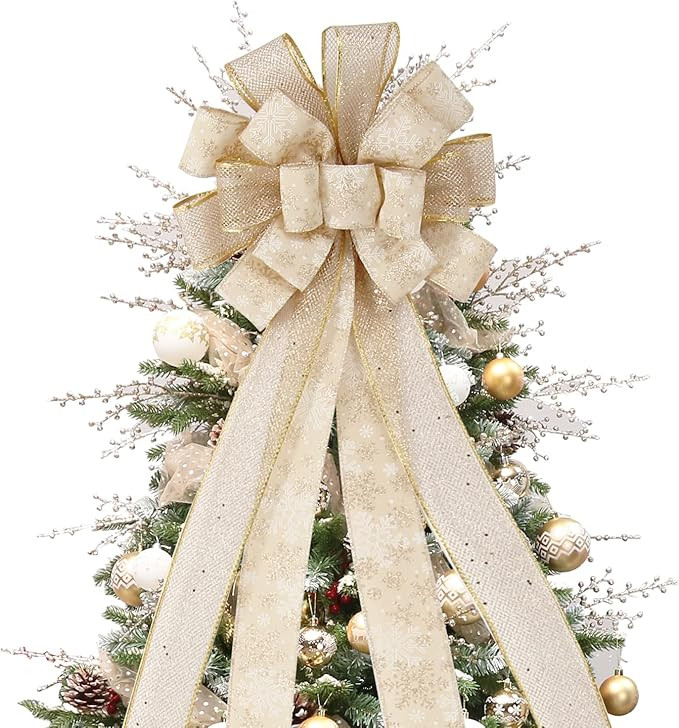 Christmas Tree Topper Bow, 44X12 Inch Artificial Xmas Tree Flower Topper Decor, for Family, Weddi... | Amazon (US)