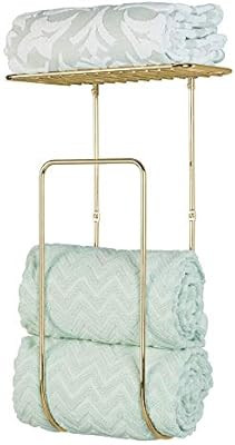 mDesign Modern Decorative Metal Wall Mount Towel Rack Holder and Organizer for Storage of Bathroo... | Amazon (US)