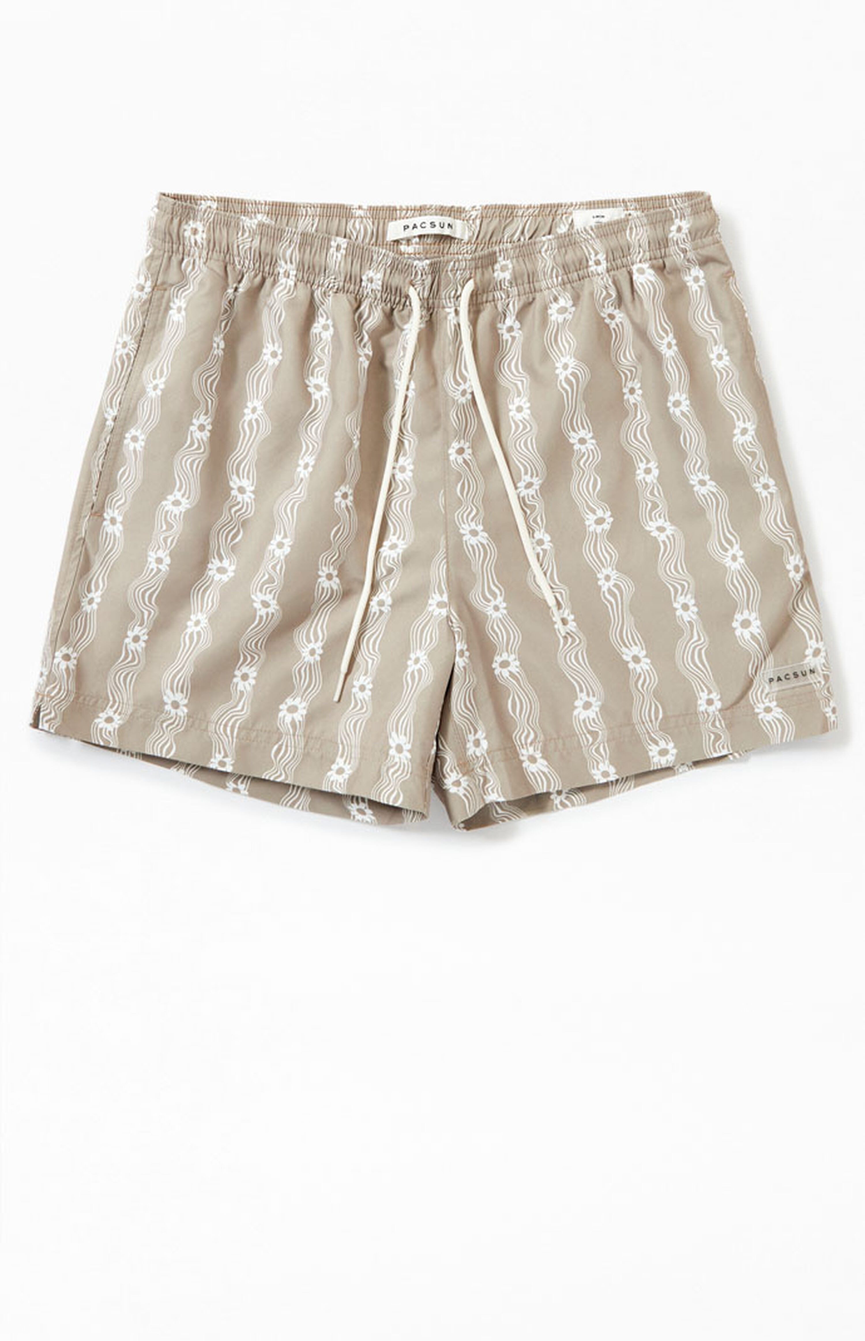 PacSun Flower Stripe 4.5" Swim Trunks | PacSun
