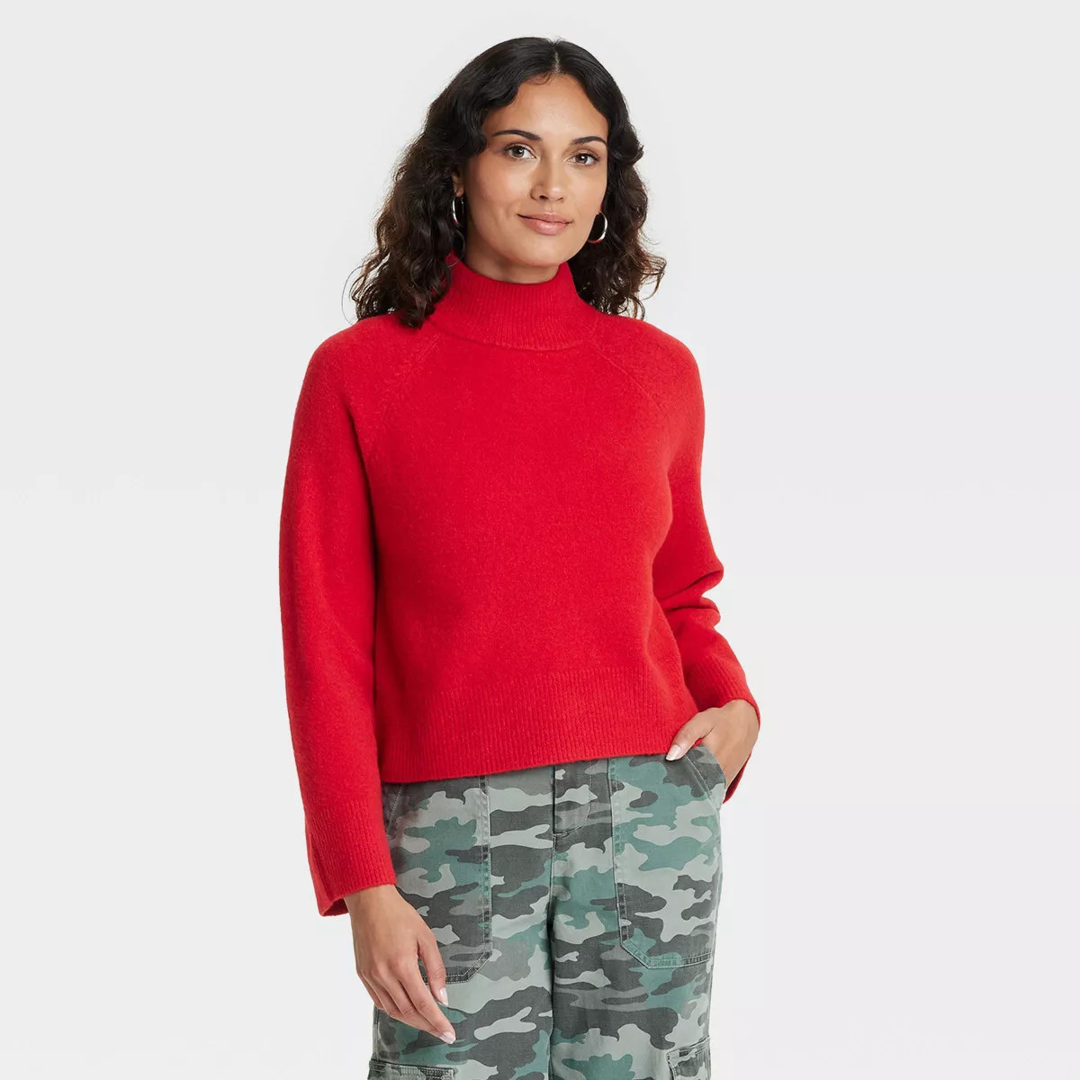 Women's Cozy Knit Mock Turtleneck Pullover Sweater - Universal Thread™ Red M | Target
