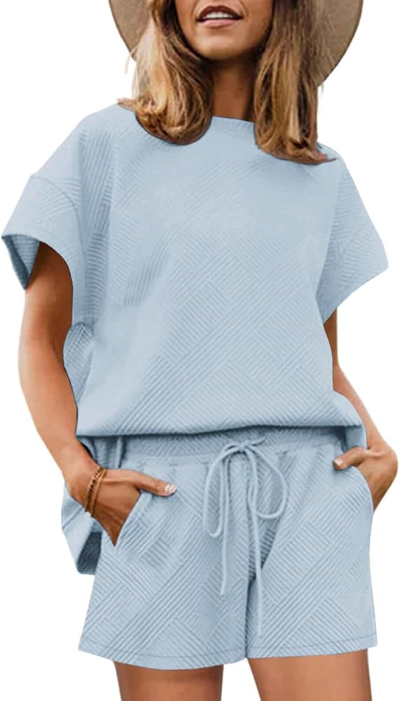 Tankaneo Womens Loungewear Set Short Sleeve Tops and Shorts 2 Piece Outfits Matching Lounge Pajam... | Amazon (US)