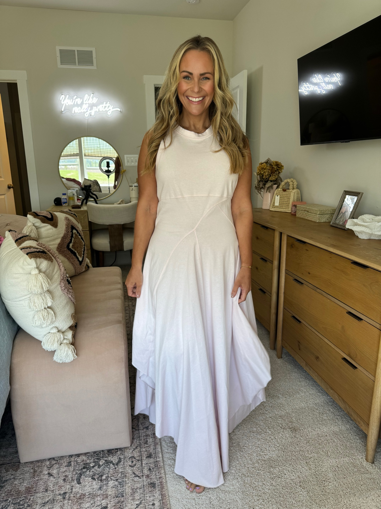 Main Street midi in the color apple blossom from Free People. I’m wearing a Medium (runs big) could size down. 

@freepeople #freepeoplepartner

#LTKstyletip #LTKworkwear #LTKfindsunder100